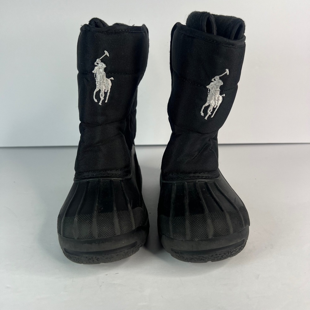 Polo Ralph Lauren Hamilton II EZ Kids Black Snow Boots Size 11 Toddler Pull On